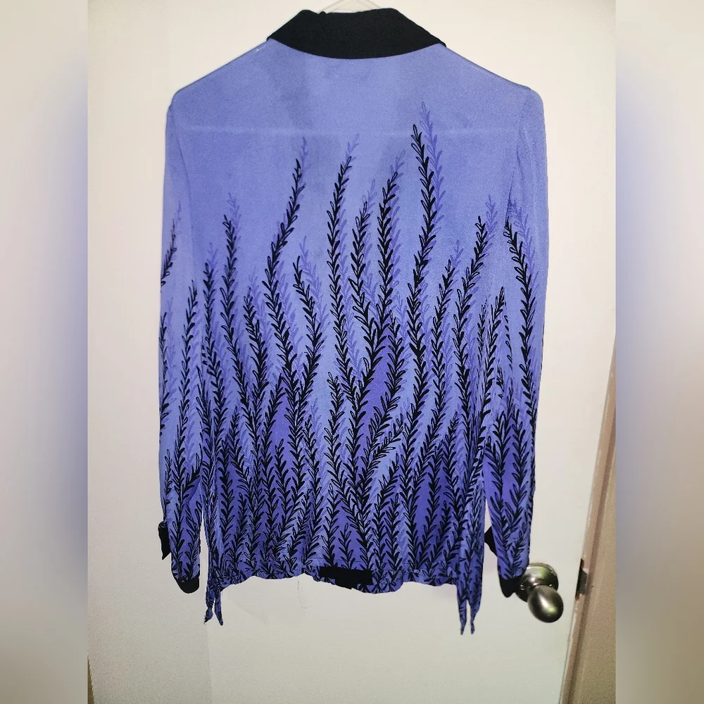 Bob Mackie Wearable Art 100% Silk Long Sleeve Blouse - Picture 2 of 8